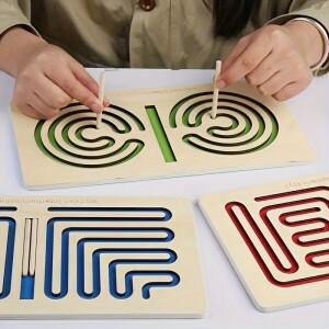 1/2/3Pc 왼쪽 및 오른쪽 두뇌 개발 눈-손 조정 자폐증 어린이 교실 교육 보조 자극을 나무 장난감