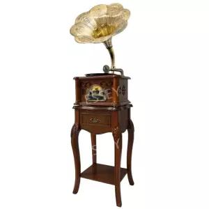 축음기 플레이어 엔틱탁상형 나팔 황동 전축 오디오 인테리어소품 LP 빈티지 레코드