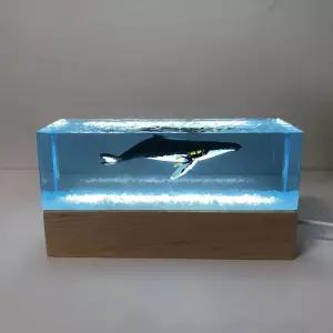 상어 다이버 피규어 장식 블루 인테리어 에폭시 장식품 조명