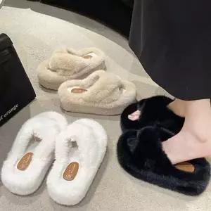 털 방한 슬리퍼 스타일 굽 7cm 통굽 논슬립 키높이효