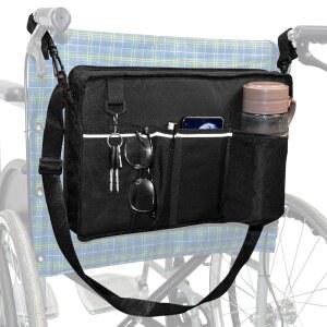 휠체어 액세서리 가방 - 등에 걸 수 있는 가방, 성인 및 노인용 백팩, 약품 보관 단열 포켓 어깨 스트랩이 파우치