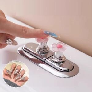 1PC 꽃 모양의 화장실 플러시 핸들 프레스 버튼 욕실 액세서리