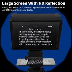 Ambitful T16 대형 스크린 텔레프롬프터 전문 인터뷰 접이식 (휴대폰, DSLR 카메라, 라이브 비디오 녹화용)
