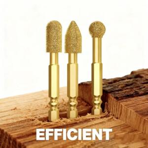 다이아몬드 연마 헤드 3개 세트 타일 로터리 파일 폴리싱 철 스테인리스 스틸 세라믹 드릴에