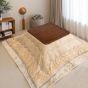 YQMHEZ 일본식 코타츠 테이블, 코타츠스 히터 이불 세트, 담요, 사각 나무 차 커피 워밍 스토브 난방 테이블 4-PCS(80cm / 31.4인치)