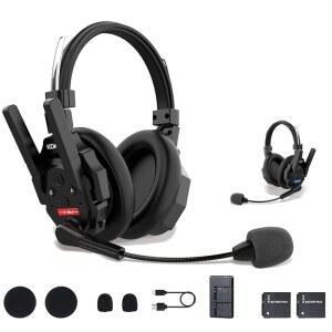 SYNCO XTalk XMax2 듀얼 이어 디자인 무선 인터콤 헤드셋 시스템 지원 2.4GHz 2인 팀 통신, 마이크 AI 노이즈 캔슬링, 500M/1640FT 실시간 모니터링