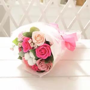 코튼로즈 비누꽃 꽃다발 로즈데이 성년의날 생일 선물 캔디부케 사탕 학예회