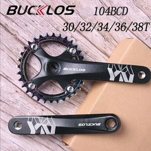 자전거 크랭크 BUCKLOS MTB 170mm 104BCD 체인 세트 부품 좁은 크랭크셋 싱글 타원형 넓은 크랭크암 사이클링 링 원형 38T 30T