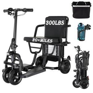 성인용 접이식 모빌리티 스쿠터, 시속 9.32마일 4륜 초경량 여행용 노인용 휴대용 파워 바구니 및 컵 홀더, 먼지 커버 포함 새로운 업그레이드