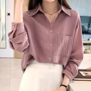 심플 여성 블라우스 여자 루즈핏 카라 셔츠 남방