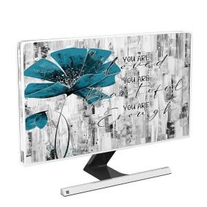 바오치코 빈티지 플라워 모니터 먼지 커버 22, 23, 24, 25인치 오래된 질감 당신은 사랑받고 있습니다. 컴퓨터 화면 정전기 방지 방수 블루 플라워를 위한 영감을 주는