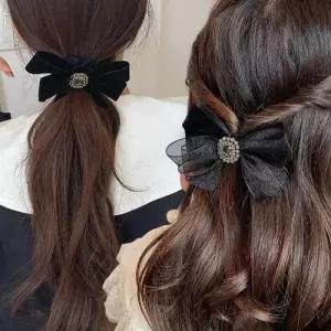 헤어액세서리 헤어핀 벨뱃 리본 머리끈+핀 2종 세트 데일리 WFJWZ3O