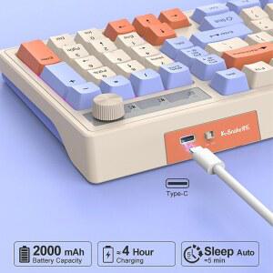 블루투스 키보드 휴대용 무선 사용 가능 노트북 무소음 데스크탑 K98 컬러풀 2.4G 모드 조명 기계식 PC 듀얼 백라이트