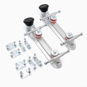 롤러 스케이팅 플레이트 세트, 알루미늄 합금 쿼드 스케이트 세트 실내 스케이팅용 높이 조절식 브레이크 휠 트럭(43-45 블랙)