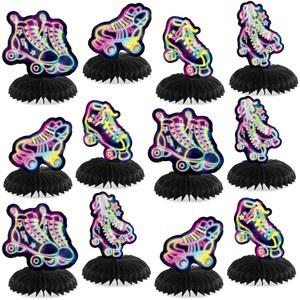 쿠바이 12개 롤러 스케이팅 파티 장식 벌집 중앙 조각 테이블 스케이트 상판 장식품 스케이트보드 80년대 생일 용품 선호