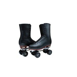 시카고 스케이트 남성용 프리미엄 라이프스타일 가죽 및 스웨이드 안감 쿼드 링크 롤러 더비 - 블랙