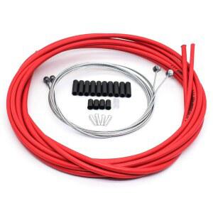 브레이크 케이블 하우징 키트 산악 자전거 기어 변속 와이어 및 끝 크림프 스테인리스 스틸 교체용 튜브 커버 세트, 빨간색