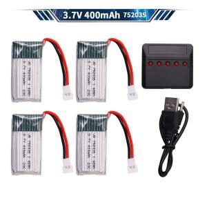3.7V 752035 H107 H31 KY101 E33C U816A V252 H6C 25C RC 쿼드콥터 드론 예비 부품용 400mah Lipo 배터리