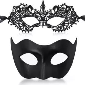 여성용 페이스우드 가면극 마스크 남성용 커플 베네치아 레이스 할로윈 코스튬 마디 그라 파티용