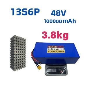 100% 새  48V 100Ah 13S6P 리튬 배터리 팩 48v 100000mAh 2000W 시티코코 전동 스쿠터 내장형 50A BMS