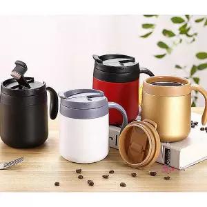 텀블러 350ml 진공 구조 스텐컵 스텐 손잡이 이중 보냉 빨대 워터 보온 차량용 휴대용 머그 캠핑컵 여름vwx