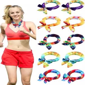 Janmercy 10pcs 타이 다이 쿨링 넥 랩 스카프 스 반다나 여름 남성 캠핑 러닝 아웃도어 스포츠용