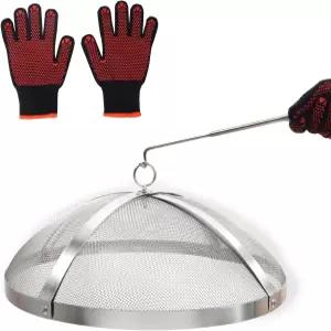 솔로 스토브 모닥불 19.5인치 탈착식 손잡이가 있는 스테인리스 스틸 메시 커버 파티오 뒷마당 캠핑을 위한