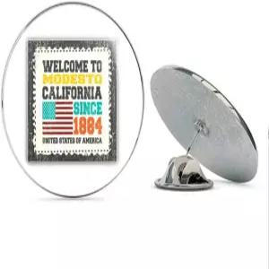 모데스토 그룬지 여행 우표 원형 금속 0.75인치 라펠 핀 모자 셔츠 타이 택 핀백