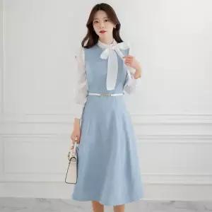 [시크라인] 케아솔 트위드 민소매 플레어 원피스