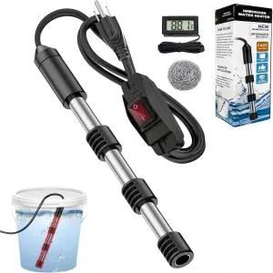 스위치가 있는 욕조용 침지 온수기 수온 조절을 위한 LCD 온도계 휴대용 버킷 히터 공기 주입식 풀용 온수