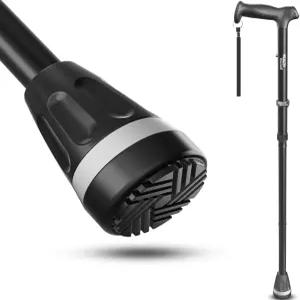 헬스바자르 남녀용 올터레인 워킹 지팡이 가볍고 접을 수 있으며 조절 가능하며 충격 흡수 노인 및 접이식