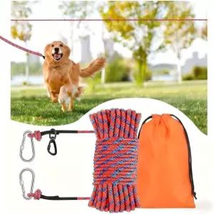 100피트 개 목줄 야외용 긴 넥타이 케이블 캠핑용 리드 마당용 테더 라인빨간색