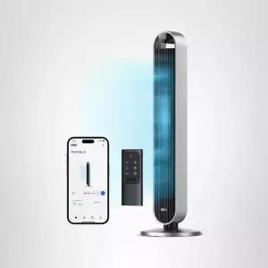 침실용 Dreo 타워 선풍기 42인치 120° 진동 25dB 조용한 DC 모터 12피트/초 속도 무검 스탠드형 12단