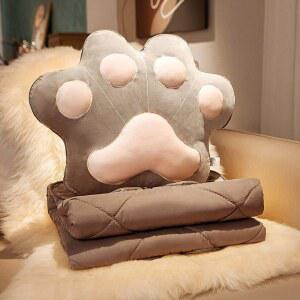 고양이 발 모양 2 in 1 낮잠 담요 베개