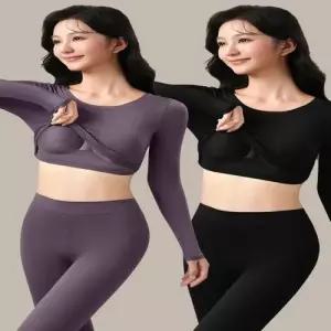 여성 겨울철 방한 캡내장 이너웨어 내복 내의 세트 WFLNVGM