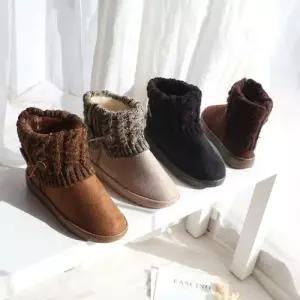 방한신발 퍼 부츠 스웨이드 라운드코 니트부츠 털신발 WB80C67