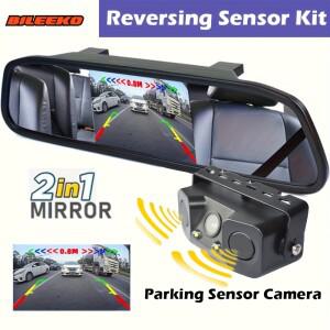 자동차 후진 미러 키트 3in1 센서 카메라 가시화 디스플레이 후방 보기 LED 파크트로닉 알람 시스템 간편