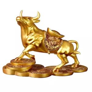 황금소 장식품 재물운 조각상 개업 사무실 부자 선물용 황소 집들이 전시