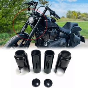 바이크 오토바이 블랙 풀 프론트 포크 커버 세트 튜브 캡 키트 장비 알루미늄 Harley V-Rod Vrod Night Spe