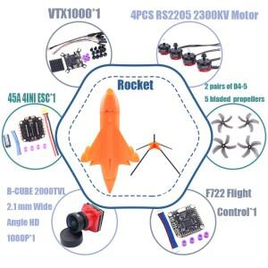 [호환품]B-CUBE 로켓 5인치 FPV 드론 프레임 키트 카본 파이버 레이싱 쿼드콥터 프리스타일 INA 호환V 비트