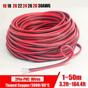 호환 2핀 빨간색 및 검정색 PVC 실리콘 연장 케이블 전선가리개 28awg 26awg 24awg 22awg 20awg 18awg 16aw