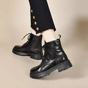 여성신발 겨울 워커 스트랩 캐주얼 플랫 라운드토 부츠 심쿵해외구매