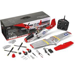 URFunModel XK A280 P-51 RC 비행기, EPP 리모컨 비행기 3D / 6G 2.4G 4CH 브러시리스 560mm 날개 고정익 RC 비행기 모델, 빠른 출시, 군용 비행기 장난감 선물 -RTF