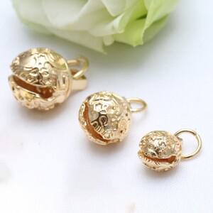 1개 벨 펜던트 참 레트로 텍스처 DIY 주얼리 제작 재료 액세서리 팔찌 목걸이 14K 금 도금 용품