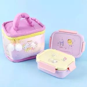 [골드스마일]WL 산리오 카고 2단 도시락 퍼프가방 세트