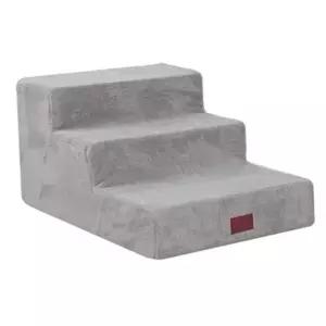 강아지 스텝 넓은 계단 1P 3단 관절관리 그레이 보온 강아지침대계단