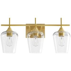 본루스 욕실 배니티 라이트, 거울 위에 3개의 조명 기구, 투명 유리가 있는 벽 램프, 욕실, 침실, 복도를 위한 모던 골드 기구