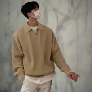 남성 베이직 빅사이즈 하프집업 카라 니트웨어