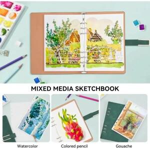 라이트위시 100% 순면 수채화 스케치북 무산성 저널 300gsm 140lb 핫프레스 아트 드로잉 페이퍼 (아티스트