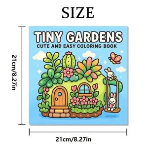 성인을 위한 TINY GARDENS 색칠하기 책 - 대담하고 쉬운 귀여운 패턴 생일 및 파티를 편안한 드로잉 선물